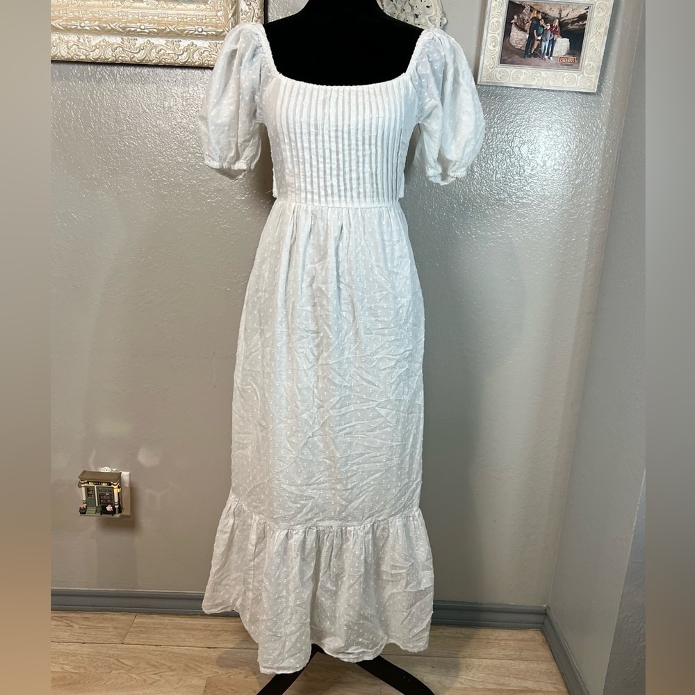 ASOS Design White Open Back Puff-Sleeve Maxi Dress